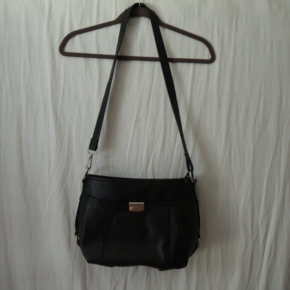 Rosetti Shoulder Bag Black Purse with Silver Tone Hardware Multiple Pockets - Picture 1 of 16